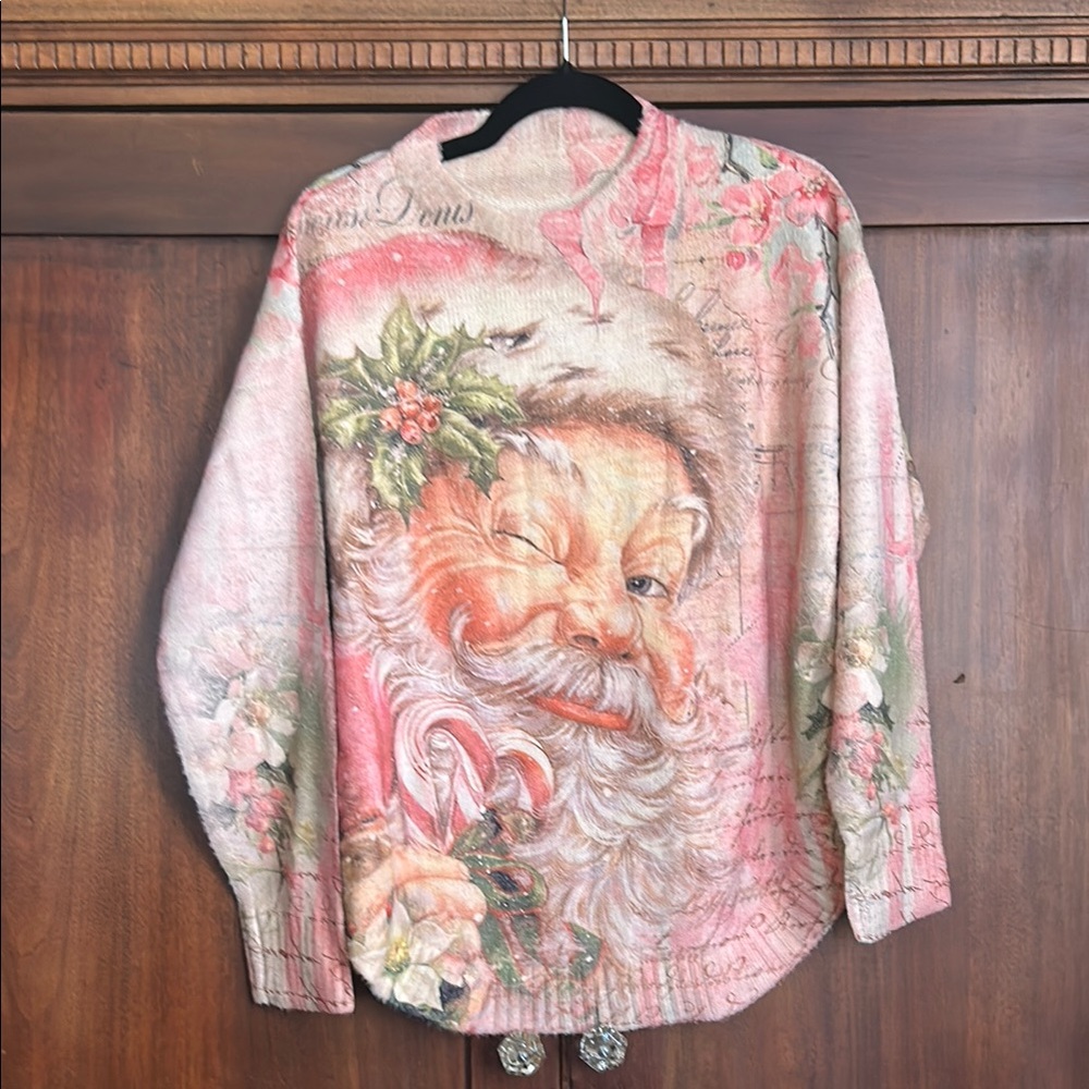 Winking Santa Greeting Card Sweater L